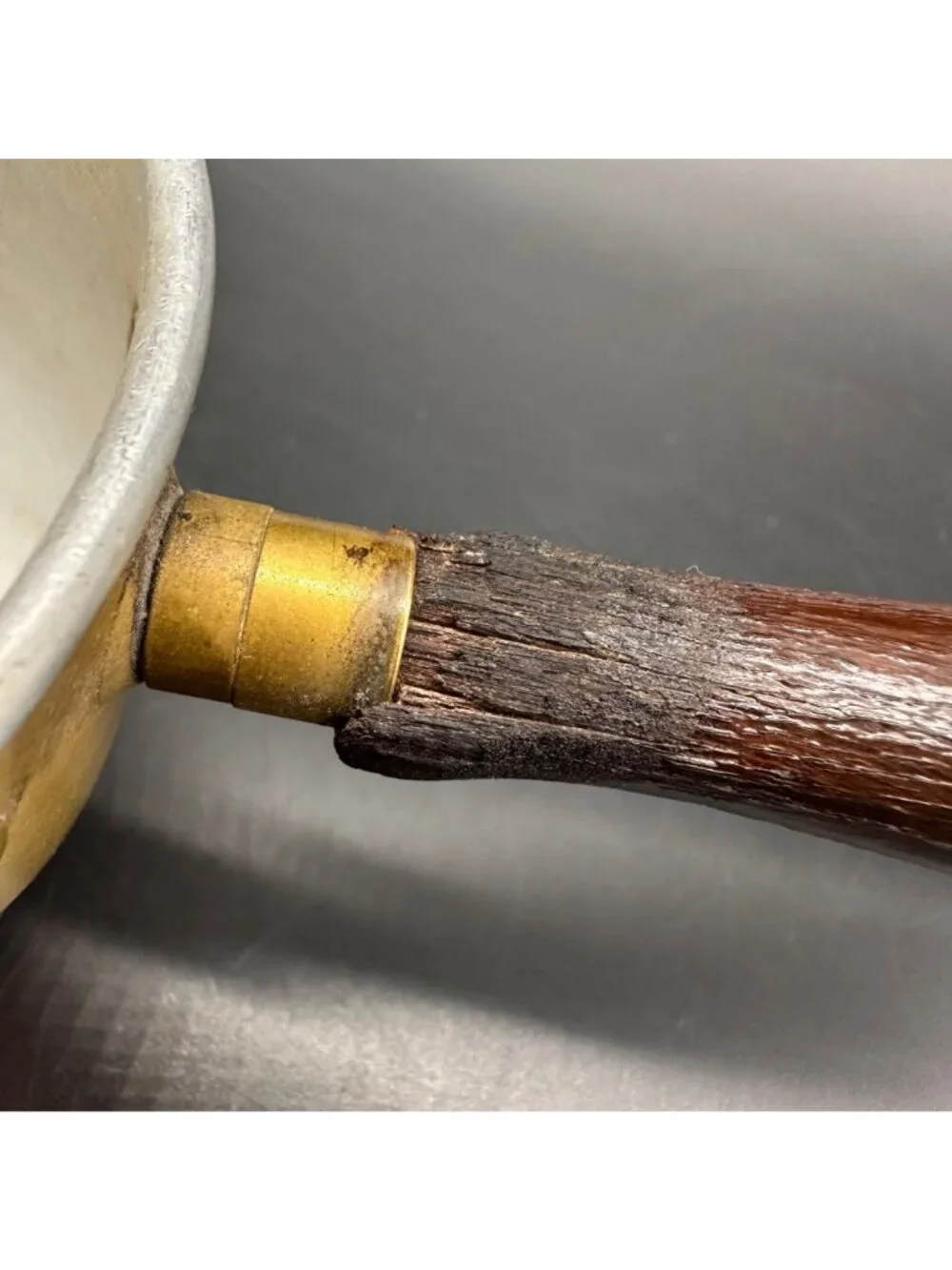 Vintage Copper Saucepan Wooden Handle Rustic Cookware Pot Dipper Pour Spout